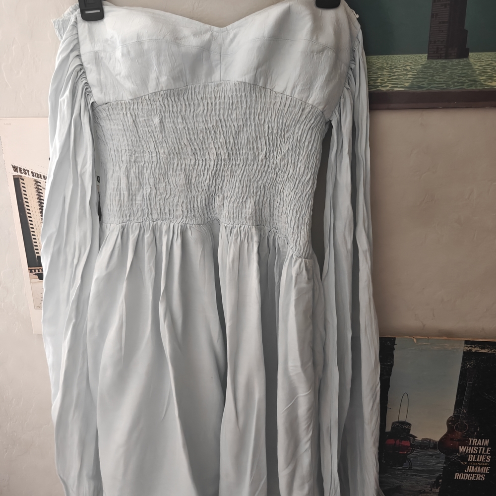 Emporio Armani White Smocked Long Sleeve Sundress